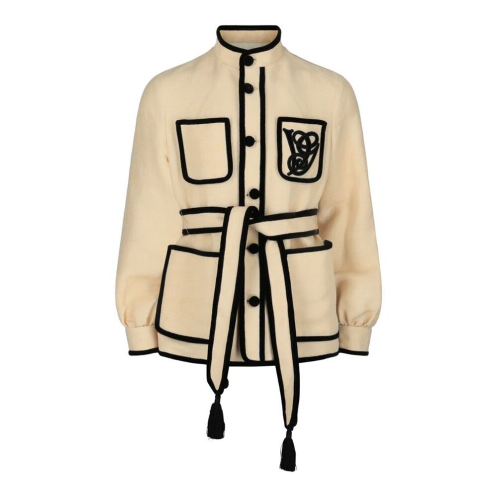 Valentino Double-Breasted Long Blazer Brown Mens